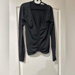 lululemon athletica Black Ruched Long Sleeve Top